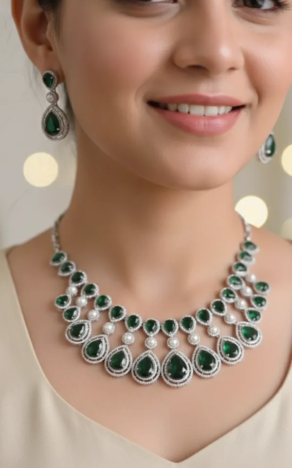 Green_Brass_Necklace_Set_For_Women